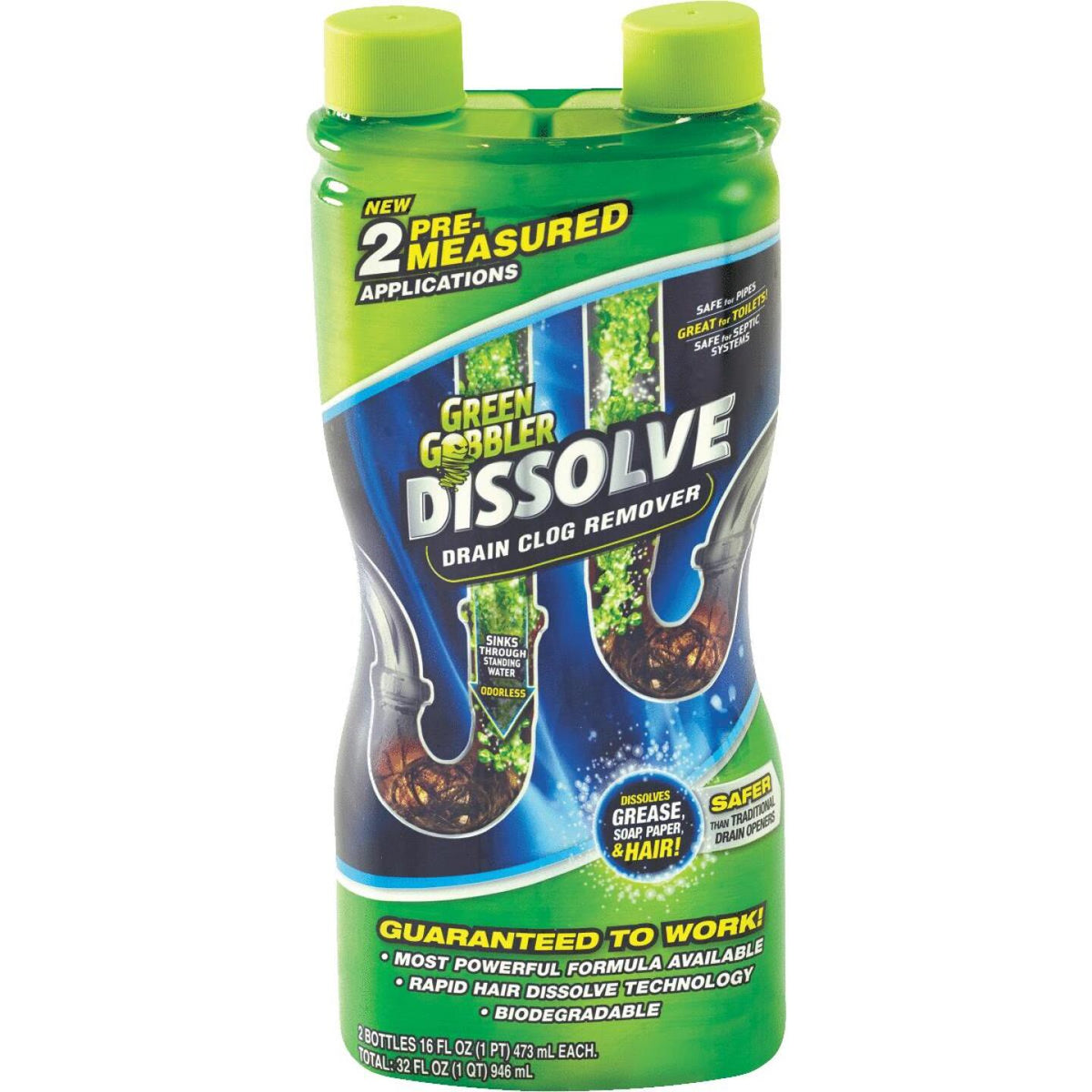 Green Gobbler Dissolve 32 Oz. Gel Drain Opener (2-Pack