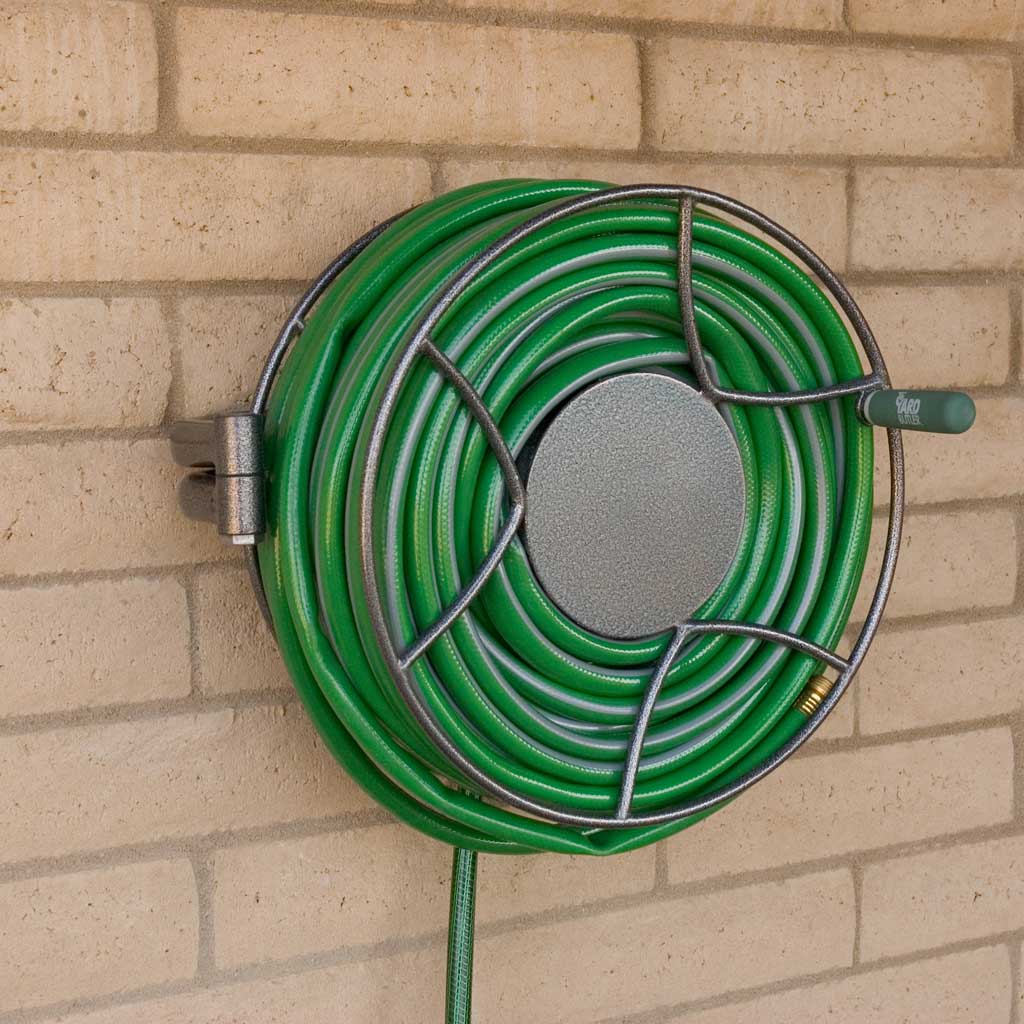 Hose reel, wall mount, assembled, capacity 100 ft. of 5/8 hose. – Garant