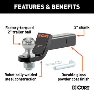 Curt Loaded Ball Mount With 2" Ball Imported (2" Ball (2" Shank 7500 Lbs. 2" Drop #45836)