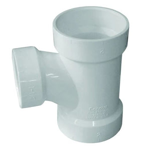 Genova Products Sch. 40 PVC-DWV Reducing Sanitary Tee (3"x 3"x 1-1/2", White)
