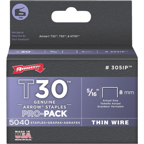 Arrow T30 Pro-Pack Thin Wire Staple, 5/16 In. (5040-Pack)