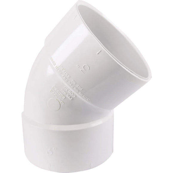 Charlotte Pipe 3 In. 45D PVC Elbow