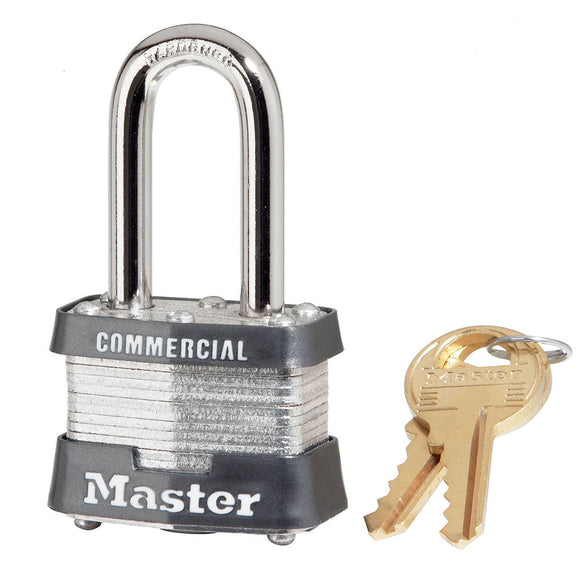 Master Lock Laminated Padlock 1-9/16in (40mm) Wide Laminated Steel Pin Tumbler Padlock with 1-1/2in (38mm) Shackle, Keyed Alike (1-1/2