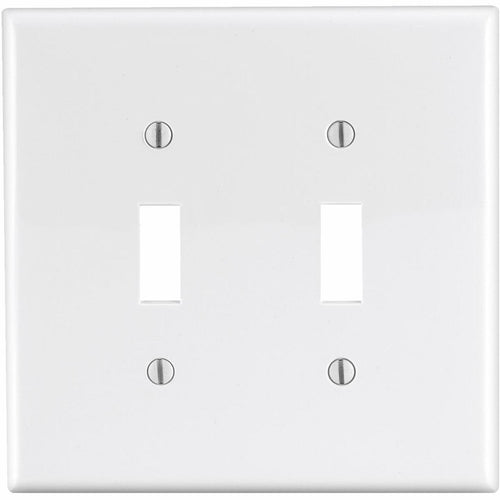 Leviton 2-Gang Thermoplastic Nylon Mid-Way Toggle Switch Wall Plate, White