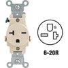 Leviton 20A Ivory Heavy-Duty 6-20R Grounding Single Outlet