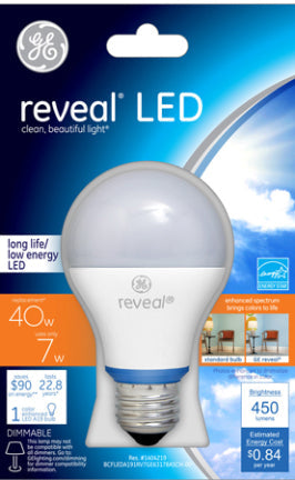 5.5W A19 Med LED Reveal 40W Equiv. 2/PACK