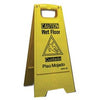 Wet Floor Sign, Yellow, 10.75 x 24-5/8 x 1-In.