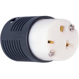 Straight Blade Connector, 2-Pole, 3-Wire Grounding, Black & White, NEMA 6-20R, 20-Amp, 250-Volt