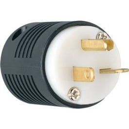 Straight Blade Plug, 2-Pole, 3-Wire Grounding, Black & White, NEMA 6-20P, 20-Amp, 250-Volt