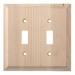 Toggle Wall Plate, 2-Gang, Huntsfield, Unfinished Birch