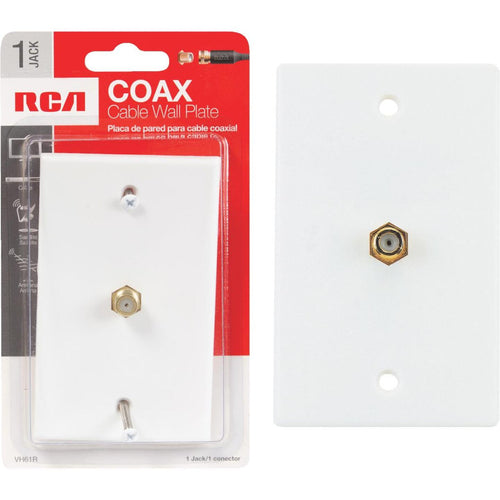 RCA White Single F-Connector Coaxial Wall Plate