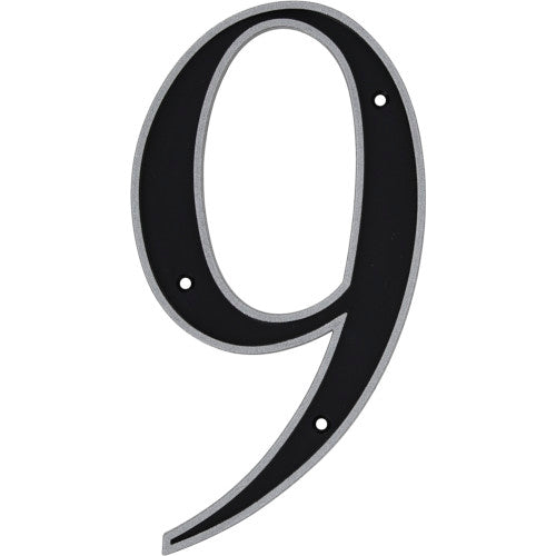 Hillman Black & Silver Reflective Plastic House Number 9