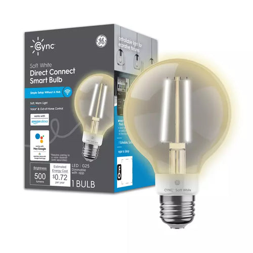 GE Cync G25 Smart LED Light Bulb, Soft White Decorative Globe Light Bulb, Works with Alexa and Google Home