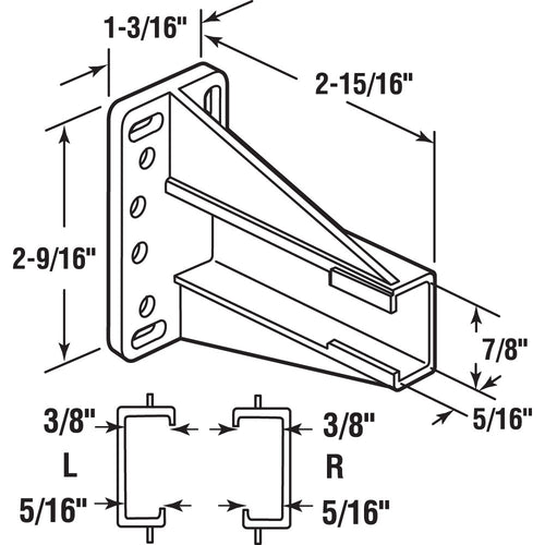Prime-Line Drawer Side Track Brackets, White Nylon (1 Pair)