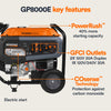 Generac Portable Generator, 8000W | Electric Start with COsense | 49ST/CSA