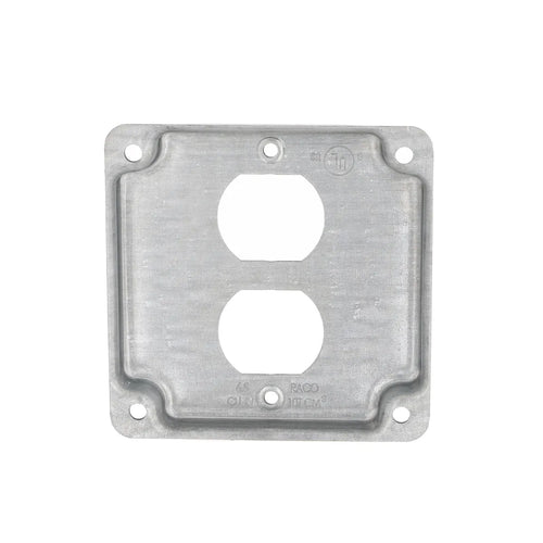 Hubbell Raco 4 in. Square Cover, Exposed Work, Duplex