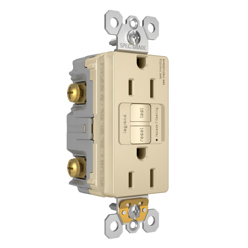 Legrand Pass & Seymour Radiant® 15A Duplex Self-Test GFCI Receptacles with SafeLock® Protection