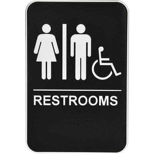 Hillman Adhesive Women/Men Handicapped Restroom with Braille (6 x 9)