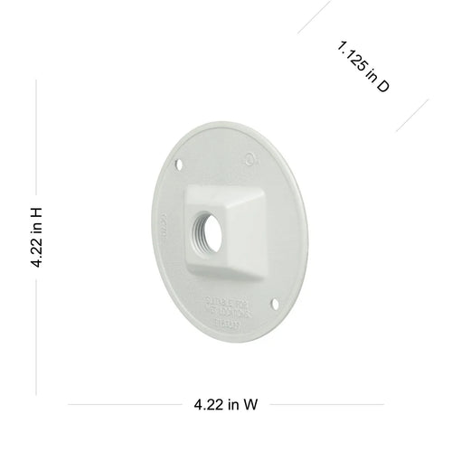 Hubbell Round Weatherproof Cluster Cover, One 1/2 in. Threaded Outlets, White