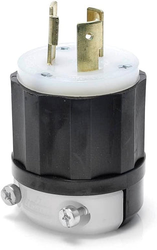 Leviton 30 Amp 250 Volt NEMA L6-30P 2P 3W Locking Plug Industrial Grade Grounding Black-White 2621