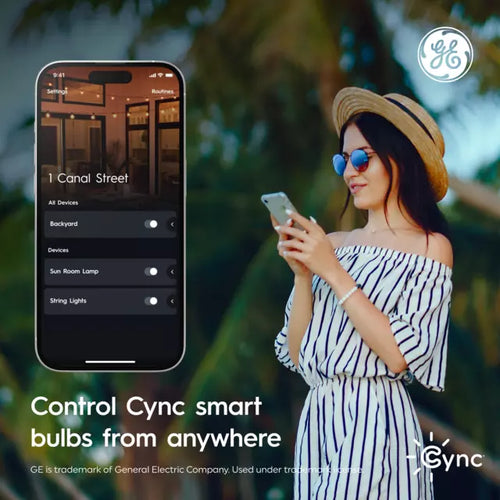 GE Cync ST19 Smart LED Light Bulb, Color Changing WiFi Light, Works With Alexa and Google Home, Edison Style Light Bulb