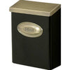 Designer Series Wall Mailbox With Lock, Black Galvanized Steel With Brass Lid, Medium, 12.5 x 9.5 x 4-In.