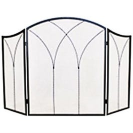 Fireplace Screen, Gothic Style, Brushed Bronze, 3-Panel