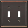 Amerelle Chelsea 2-Gang Stamped Steel Toggle Switch Wall Plate, Aged Bronze