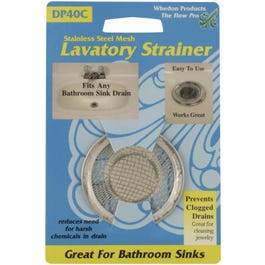 Mesh Lavatory Strainer with Chrome Ring for Lavatory Sinks, Stainless Steel