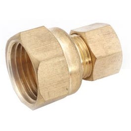 Compression Fitting, Connector, Lead-Free Brass, 1/2 Compression x 3/8-In. FPT