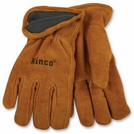 Full-Suede Cowhide Leather Gloves, Lined, XL