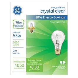 2-Pk., 53-Watt Clear Halogen Light Bulbs