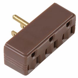 Plug-In Triple Outlet Adapter, Brown, 15-Amp, 125-Volt