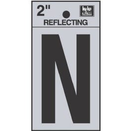 Address Letters, "N", Reflective Black/Silver Vinyl, Adhesive, 2-In.