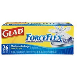 Medium Garbage Bags, Force Flex, White, 8-Gal., 26-Ct.