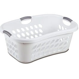 Laundry Basket, Hip-Hold, White & Gray, 1.25-Bushel