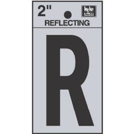 Address Letters, "R", Reflective Black/Silver Vinyl, Adhesive, 2-In.