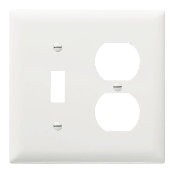 Pass & Seymour Combination Openings, 1 Toggle Switch and 1 Duplex Receptacle, Two Gang, White (Two Gang, White)