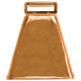 Cow Bell, Copper-Plated Steel, 3-3/4 x 3-1/4 x 2-1/2-In.