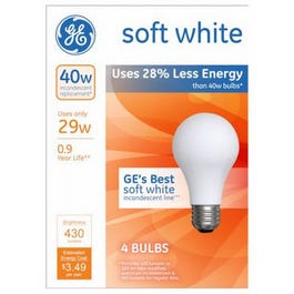 A-Line Halogen Light Bulb, Soft White, 29-Watts, 4-Pk.