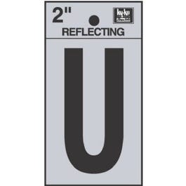 Address Letters, "U", Reflective Black/Silver Vinyl, Adhesive, 2-In.