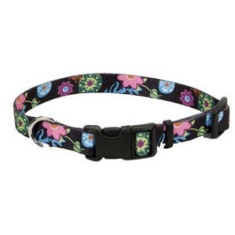 Dog Collar, Adjustable, Wildflower, Nylon, 1 x 18-26-In.