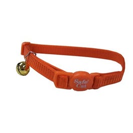 Cat Collar, Adjustable Breakaway, Orange, 3/8 x 12-In.
