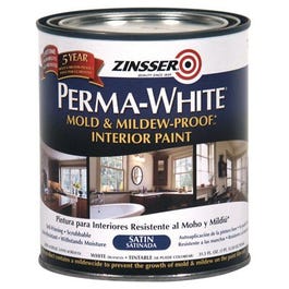Mold & Mlidew Proof Interior Paint, White Satin, Quart