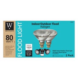 Flood Light Bulb, Halogen, Indoor/Outdoor, Par 38, 80-Watts, 2-Pk.
