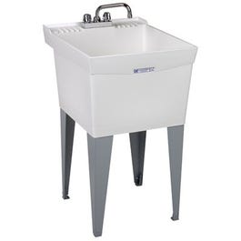 Laundry Tub Kit, White, With Faucet, 20 x 24-In.