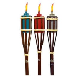 Garden Torch, Bamboo, Assorted Macedonia Colors, 3.75 x 3.75 x 24-In.