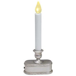 Christmas LED Lighted Candle, Battery-Operated, Brushed Silver, 9-In.