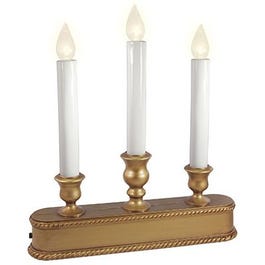 Christmas LED 3-Light Candolier, Battery-Operated, Gold, 10-In.