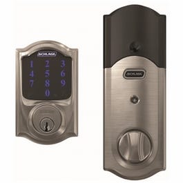 Connect Electronic Deadbolt Lock, Touch Screen Keypad, Camelot Design, Satin Nickel